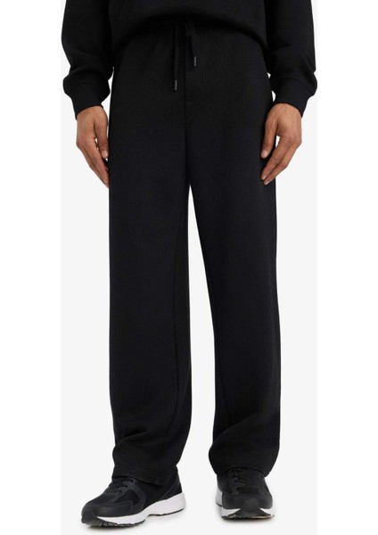 Wide Leg Cepli Geniş Paça Dokulu Eşofman Altı