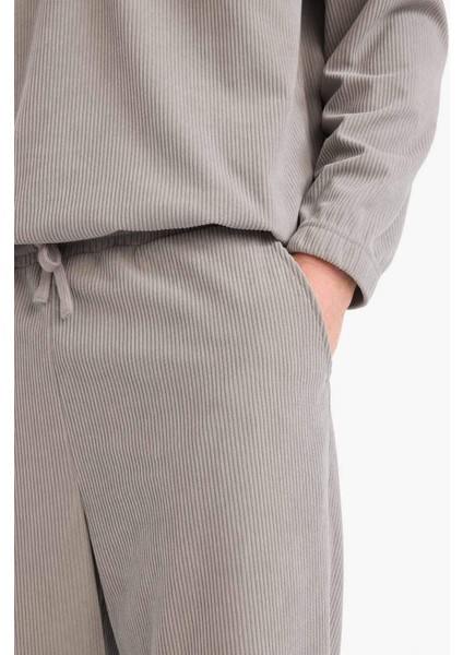 Wide Leg Cepli Geniş Paça Kadife Pantolon E9434AX25AU
