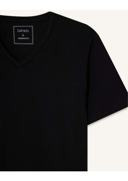 Slim Fit Dar Kesim V Yaka Üst D6187AX25WN