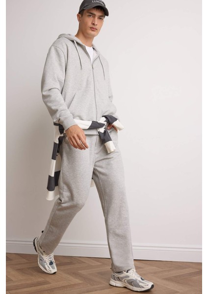 Regular Fit Basic Düz Beli Bağcıklı Düz Paça Cepli Eşofman Altı D6762AX25AU