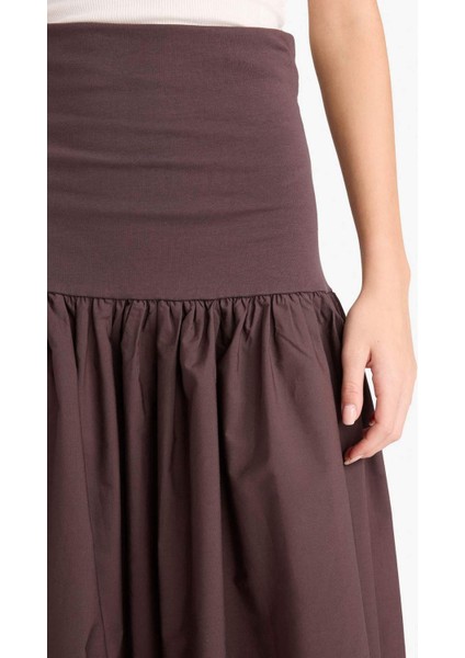 Coool A Kesim Yüksek Bel Poplin Midi Etek F7993AX25AU