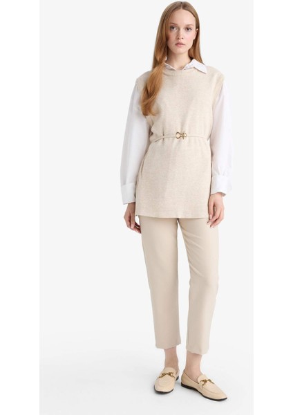 Bisiklet Yaka Kemer Detaylı Triko Süveter F0156AX25WN indirimleri