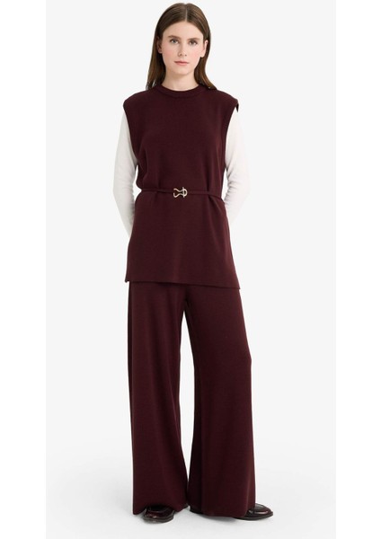 Relax Fit Triko Pantolon Basic Düz Beli Lastikli Geniş Paça V0088AZ25WN modelleri