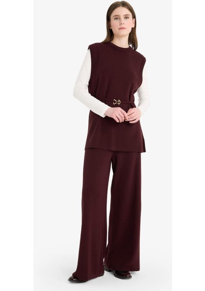 Relax Fit Triko Pantolon Basic Düz Beli Lastikli Geniş Paça V0088AZ25WN fırsatları