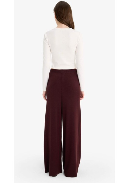 Relax Fit Triko Pantolon Basic Düz Beli Lastikli Geniş Paça V0088AZ25WN