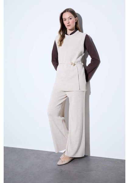 Relax Fit Triko Pantolon Basic Düz Beli Lastikli Geniş Paça V0088AZ25WN