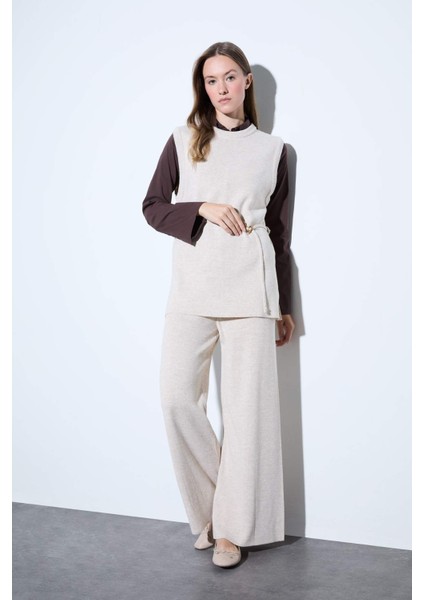 Relax Fit Triko Pantolon Basic Düz Beli Lastikli Geniş Paça V0088AZ25WN fiyatları