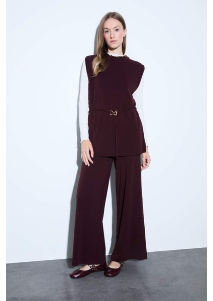 Bisiklet Yaka Kemer Detaylı Triko Süveter F0156AX25WN fiyatları