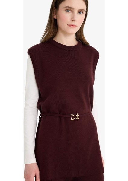 Bisiklet Yaka Kemer Detaylı Triko Süveter F0156AX25WN fırsatları