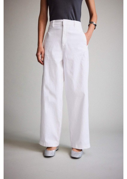 Barrel Fit Çift Cepli Yüksek Bel Düz Paça Gabardin Pantolon fırsatları