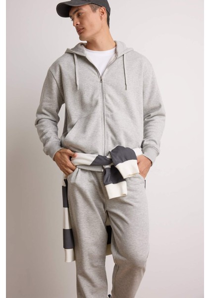 Relax Fit Kapüşonlu İçi Yumuşak Tüylü Basic Düz Cepli Kalın Fermuarlı Sweatshirt D7599AX25AU fiyatları