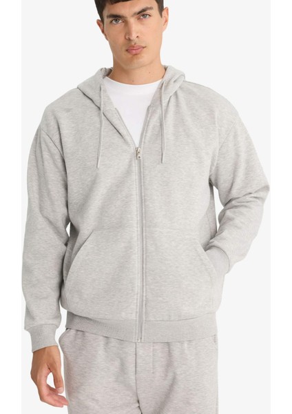 Relax Fit Kapüşonlu İçi Yumuşak Tüylü Basic Düz Cepli Kalın Fermuarlı Sweatshirt D7599AX25AU modelleri