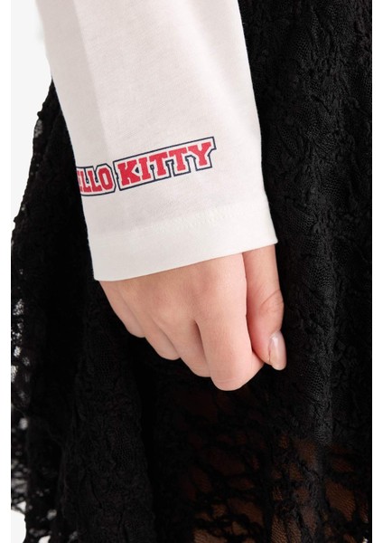 Coool Hello Kitty Oversize Geniş Kalıp Bisiklet Yaka Uzun Kollu Tişört F8920AX25AU