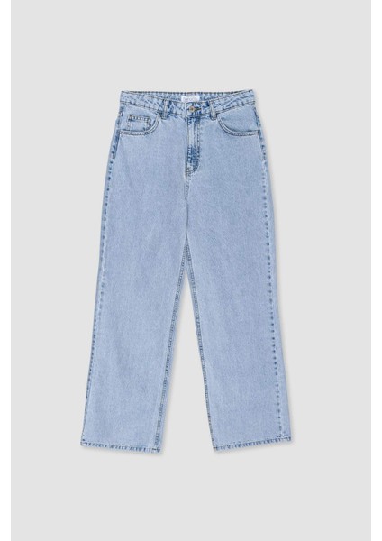 90's Wide Leg Yüksek Bel Uzun Jean Yıkamalı Pantolon F1703AX25AU