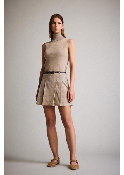 A Kesim Kareli Normal Bel Mini Etek F9112AX25AU fiyatları