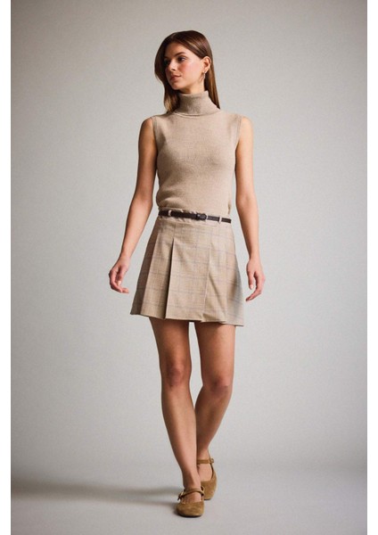 A Kesim Kareli Normal Bel Mini Etek F9112AX25AU modelleri