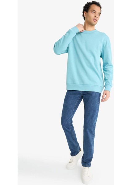 Boxy Fit Bisiklet Yaka İçi Yumuşak Tüylü Baskılı Sweatshirt X8282AZ25AU fiyatları