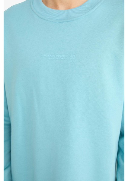 Boxy Fit Bisiklet Yaka İçi Yumuşak Tüylü Baskılı Sweatshirt X8282AZ25AU indirimleri