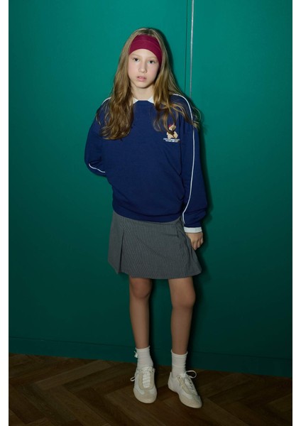 Kız Çocuk Oversize Geniş Kalıp Bisiklet Yaka Baskılı Sweatshirt F2250A825AU fiyatları