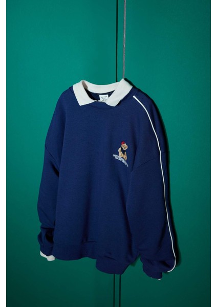 Kız Çocuk Oversize Geniş Kalıp Bisiklet Yaka Baskılı Sweatshirt F2250A825AU fırsatları