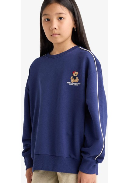 Kız Çocuk Oversize Geniş Kalıp Bisiklet Yaka Baskılı Sweatshirt F2250A825AU indirimleri