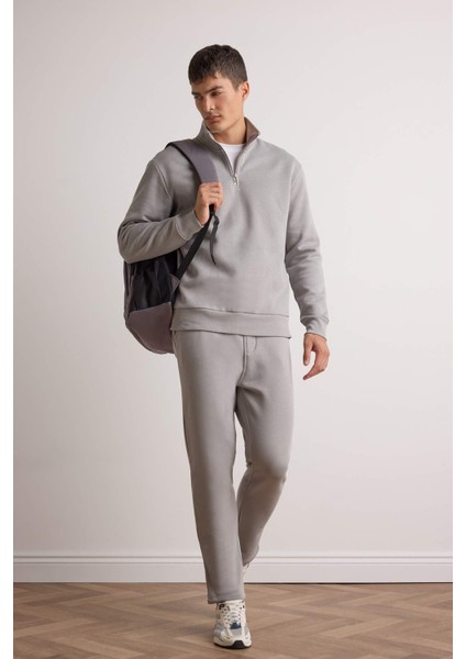 Regular Fit Beli Bağcıklı Cepli Düz Paça Kalın Eşofman Altı D7836AX25AU