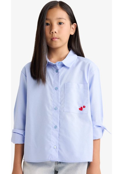 Kız Çocuk Oversize Geniş Kalıp Oxford Uzun Kollu Gömlek F2274A825AU modelleri