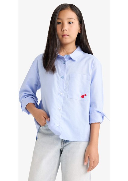 Kız Çocuk Oversize Geniş Kalıp Oxford Uzun Kollu Gömlek F2274A825AU fırsatları