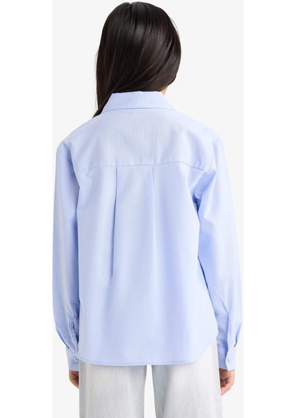 Kız Çocuk Oversize Geniş Kalıp Oxford Uzun Kollu Gömlek F2274A825AU