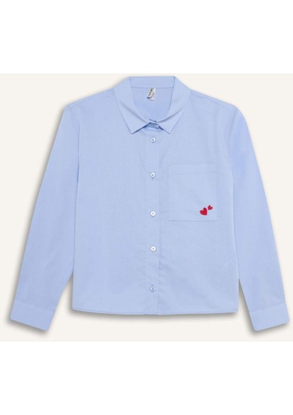 Kız Çocuk Oversize Geniş Kalıp Oxford Uzun Kollu Gömlek F2274A825AU