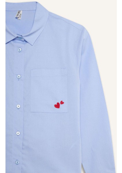 Kız Çocuk Oversize Geniş Kalıp Oxford Uzun Kollu Gömlek F2274A825AU