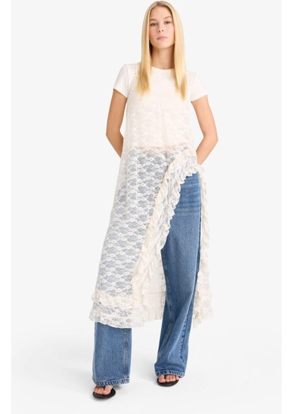 Coool A Kesim V Yaka Dantel Askılı Maxi Elbise F9580AX25AU fırsatları