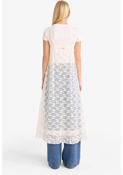 Coool A Kesim V Yaka Dantel Askılı Maxi Elbise F9580AX25AU