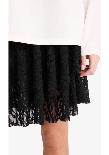 A Kesim Normal Bel Dantel Mini Etek F9586AX25AU