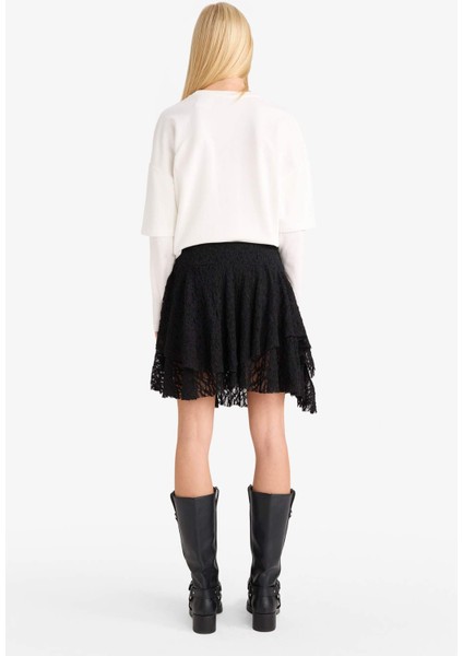 A Kesim Normal Bel Dantel Mini Etek F9586AX25AU