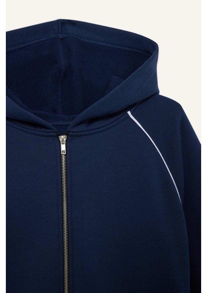 Loose Fit Kapüşonlu Fermuarlı Sweatshirt F9613AX25AU