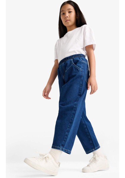 Kız Çocuk Balloon Fit Geniş Paça Jean Pantolon F2608A825AU