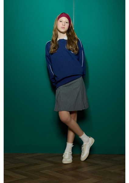 Kız Çocuk Beli Lastikli Poplin Şort Etek F2637A825AU