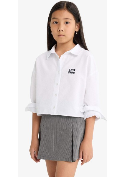 Kız Çocuk Beli Lastikli Poplin Şort Etek F2637A825AU