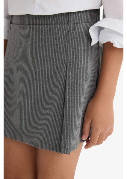 Kız Çocuk Beli Lastikli Poplin Şort Etek F2637A825AU