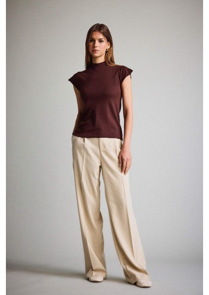 Wide Leg Fermuarlı Yüksek Bel Standart Boy Pantolon F9747AX25AU