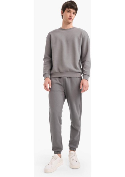 Boxy Fit Bisiklet Yaka Basic Düz Pike Sweatshirt E1519AX25AU indirimleri