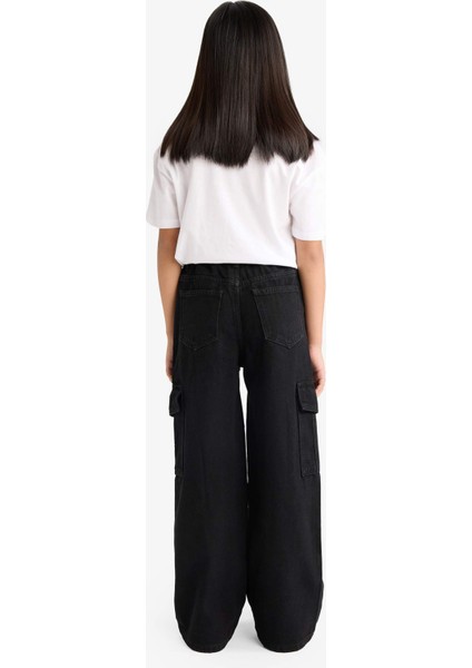 Kız Çocuk Wide Leg Kargo Geniş Paça Jean Pantolon E5880A825AU