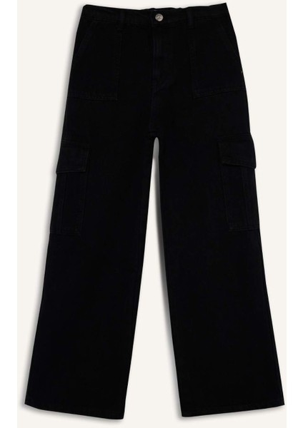 Kız Çocuk Wide Leg Kargo Geniş Paça Jean Pantolon E5880A825AU