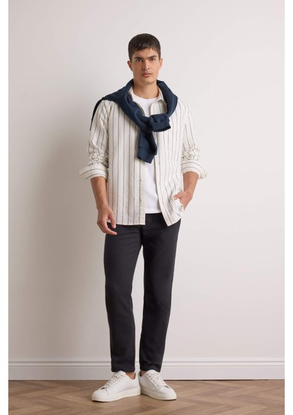 Jogger Fit Beli Bağcıklı Lastikli Cepli Pamuklu Dokulu Pantolon F3269AX25AU