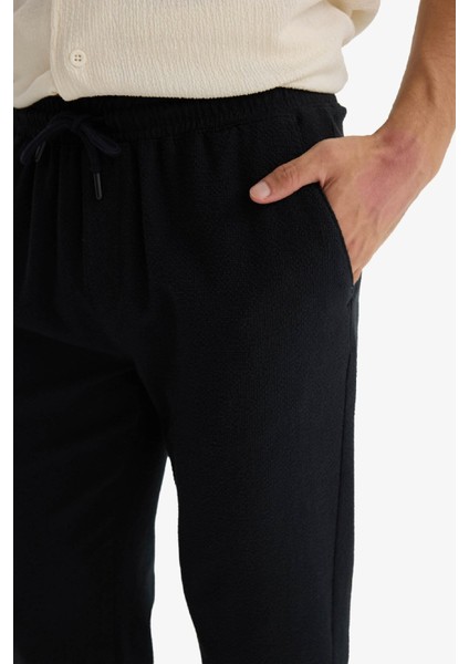 Jogger Fit Beli Bağcıklı Lastikli Cepli Pamuklu Dokulu Pantolon F3269AX25AU