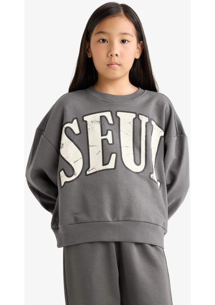 Kız Çocuk 2'li Takım Baskılı Sweatshirt Eşofman Altı E6416A825AU modelleri