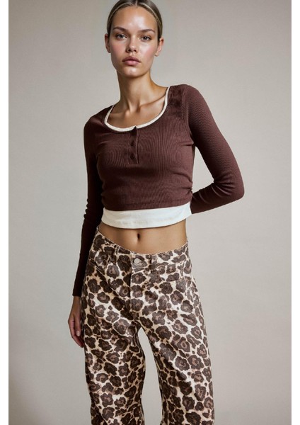 Fitted Fitilli Kaşkorse Uzun Kollu Tişört E7606AX25SP