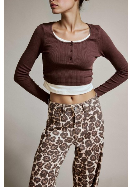 Fitted Fitilli Kaşkorse Uzun Kollu Tişört E7606AX25SP indirimleri