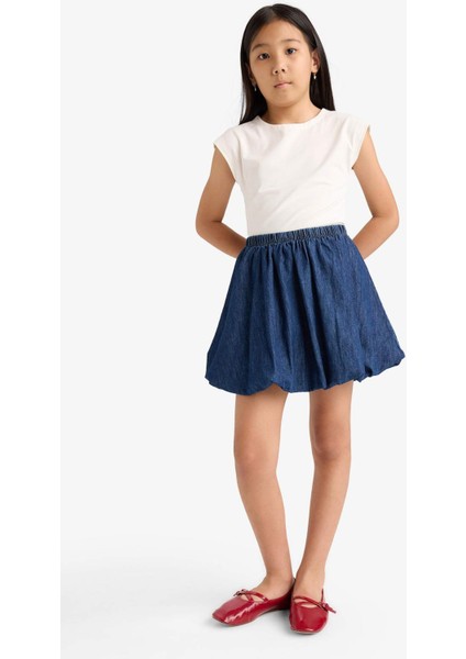 Kız Çocuk Beli Lastikli Balon Jean Etek G1229A825AU modelleri